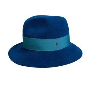 Helen Kaminski Rabbit Felt Fedora Hat Blue O/S